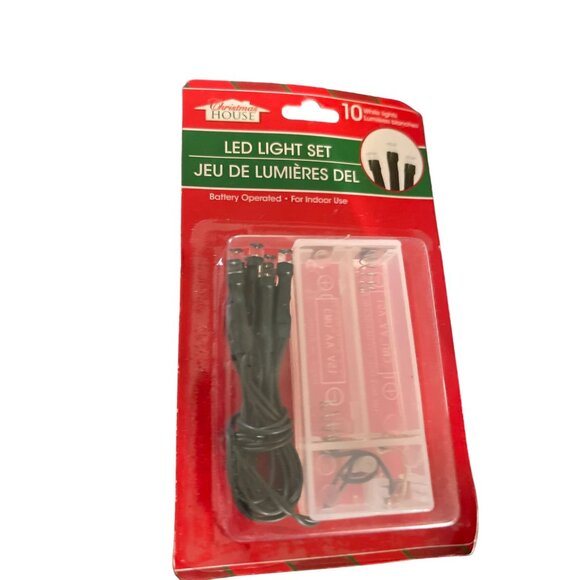 Christmas House LED Light Set 10 White Lights Battery Operated Indoor Use New in - Picture 3 of 4